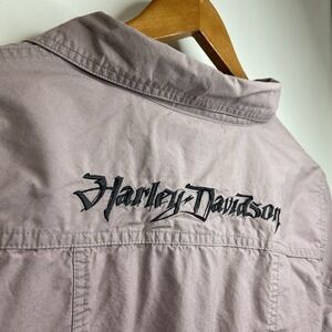 Harley-Davidson Women's Purple/Mauve Embroidered Pocket Button Up Shirt Sz M